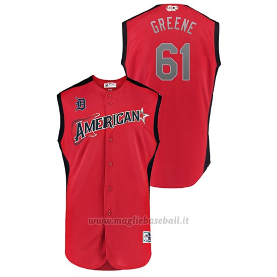 Maglia Baseball Hombre Detroit Detroit Tigers 2019 All Star Game Workout American League Shane Greene Rosso